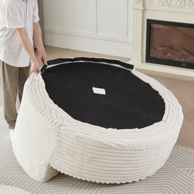55-inch Fluffy Modern Round Single Sofa,No Assembly Required,Premium Corduroy & Chenille,Comfy Sleeper Chair for Living Room