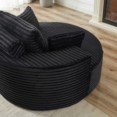 55-inch Fluffy Modern Round Single Sofa,No Assembly Required,Premium Corduroy & Chenille,Comfy Sleeper Chair for Living Room