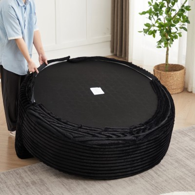 55-inch Fluffy Modern Round Single Sofa,No Assembly Required,Premium Corduroy & Chenille,Comfy Sleeper Chair for Living Room