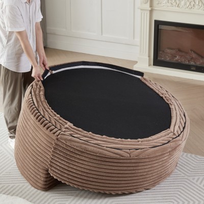 55-inch Fluffy Modern Round Single Sofa,No Assembly Required,Premium Corduroy & Chenille,Comfy Sleeper Chair for Living Room