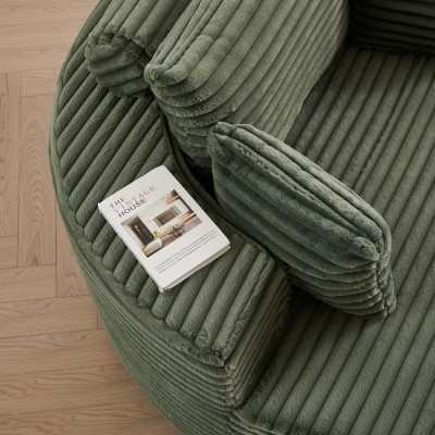 55-inch Fluffy Modern Round Single Sofa,No Assembly Required,Premium Corduroy & Chenille,Comfy Sleeper Chair for Living Room