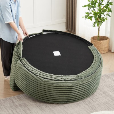 55-inch Fluffy Modern Round Single Sofa,No Assembly Required,Premium Corduroy & Chenille,Comfy Sleeper Chair for Living Room