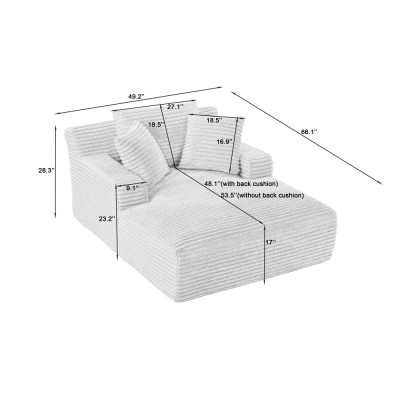 Oversized Chaise Lounge Chair Indoor,Corduroy Upholstered Modern Sofa Couch,No Assembly Required,Comfy Sleeper Sofa for Living