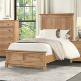 3pc Set Farmhouse Style Twin Size Bed Nightstands Plank Headboard Natural Oak Bedroom Furniture