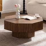30.51 inch Coffee table Wooden Octagonal-Shaped for Living Room Walnut Suitable for Bedroom, Living Room, Office