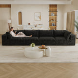 157.6'Cloud Sofa,Corduroy Fabric,Deep Seat Couches,Double-layer design,Removable  Cushion,No Assembly,DIY Combination for Living room, Bedroom,Conference room ,Apartment,Black