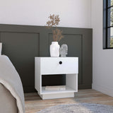Single Drawer Nightstand 19'H with Open Storage Shelf, White