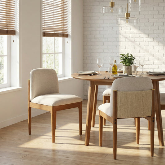 Modern dining chair,kitchen chair with woven rope backrest and solid wood legs, Dining Chairs for Home Bar/Restaurant and Dining Room,Set of 2,Walnut