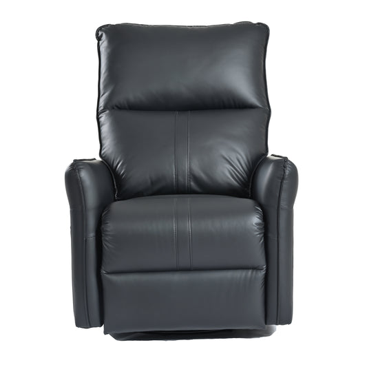 Elegant Black PU Power Swivel Rocker Recliner Chair for Adults with Electric Reclining and 270° Swivel Function