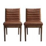 Upholstered Dining Chairs with Rubber Legs, Set of 2,Cognac Brown