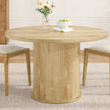 43' Round Dining Table for 4 People, Small Kitchen Dining Table with Wood Top and Sturdy Metal Pedestal Base, Modern Round Dinner Table for Dining Room, Easy Assembly