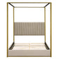 Queen Size Upholstery Canopy Platform Bed with Headboard and Metal Frame