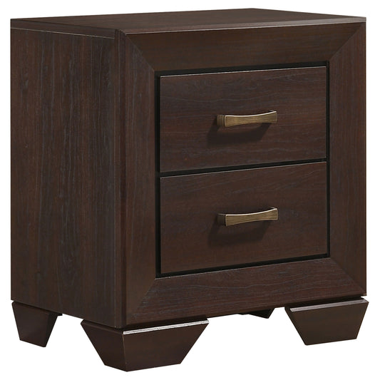 Copper Dark Cocoa 2-Drawer Rectangular Nightstand with Natural Wood Grain Finish, MDF Construction, 27H x 23.5W x 16.5D