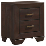 Copper Dark Cocoa 2-Drawer Rectangular Nightstand with Natural Wood Grain Finish, MDF Construction, 27H x 23.5W x 16.5D