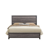 Mirage Grey 5PC Full Bedroom Set with Panel Style Headboard in Black and Gray Rubber Wood