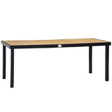 Outsunny 75' x 35' Outdoor Dining Table for 8 People, Rectangular Aluminum Frame Garden Table with All-Weather Faux Wood Top for Garden, Lawn, Patio, Natural