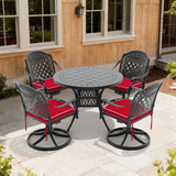 5-Piece All-Weather Cast Aluminum Dining Set, Include 4 Swivel Chairs and 39.37' Round Table With Black Frame