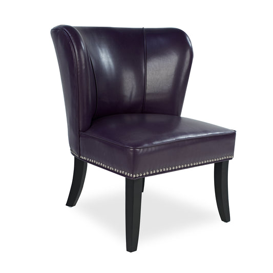 25.6 'x27.2' x32.8 ' PU Leather Accent Chair, Living Room Lounge Sofa Chair with Rivet Trim for Bedroom Home Reception (Purple)