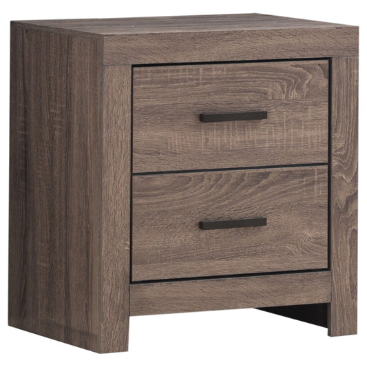 Brantford Barrel Oak 2-Drawer Nightstand with Matte Dark Bronze Handles, Oak Finish, MDF Construction, 23.5in H x 21.75in W x 16.25in D