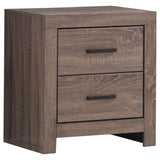 Brantford Barrel Oak 2-Drawer Nightstand with Matte Dark Bronze Handles, Oak Finish, MDF Construction, 23.5in H x 21.75in W x 16.25in D