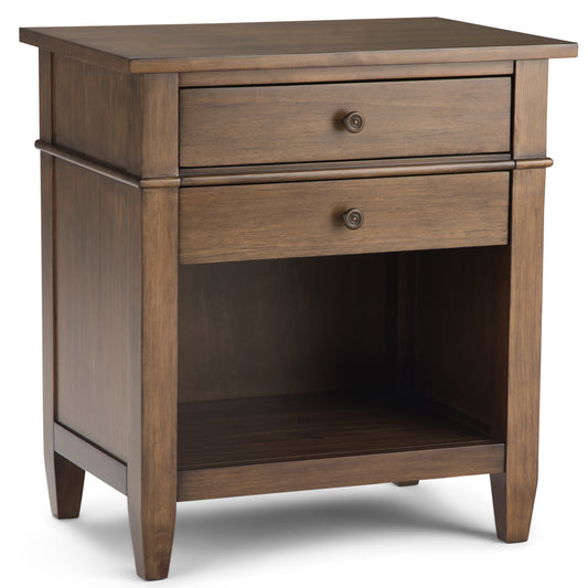 Carlton 24 inch Wide Solid Wood Bedside Table in Rustic Natural Aged Brown