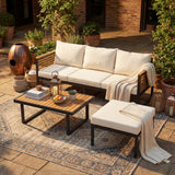 Outdoor 3-piece Acacia Wood and Metal Patio Sofa Set (old sku N757S339518B)