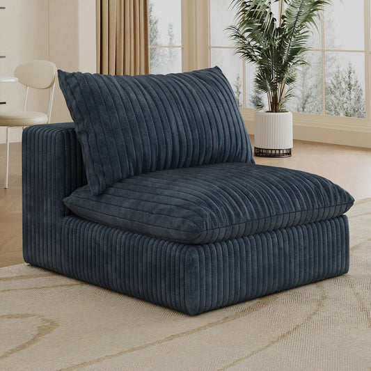 Cloud Sofa,Corduroy Fabric,Deep Seat Couches,Double-layer design,Removable  Cushion,No Assembly, DIY Combination for Living room, Bedroom,Conference room ,Apartment,Blue