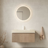 MURI 36' Bathroom Vanity&Sink, Floating Plywood Storage Cabinet with Drawer&Door, Roma Travertine Sintered Stone Top&Ceramic Basin with 1 Pre-drilled Faucet Hole, Pre-assembled, Heidelberg Woodgrain