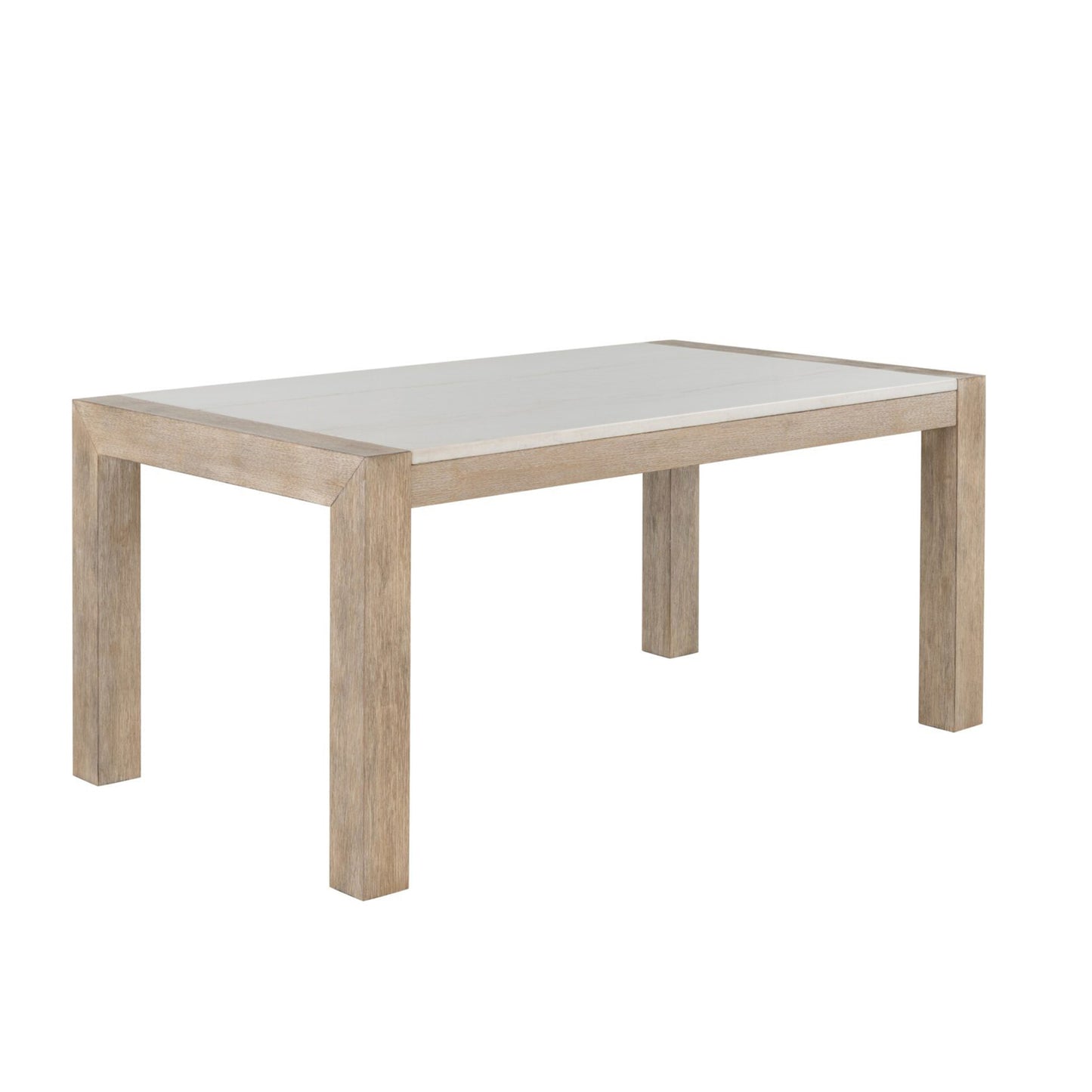 Farmhouse Style Vanilla Real Marble Dining Table Natural Finish Beige Solid Wood 66x38 Inches
