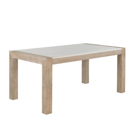 Farmhouse Style Vanilla Real Marble Dining Table Natural Finish Beige Solid Wood 66x38 Inches