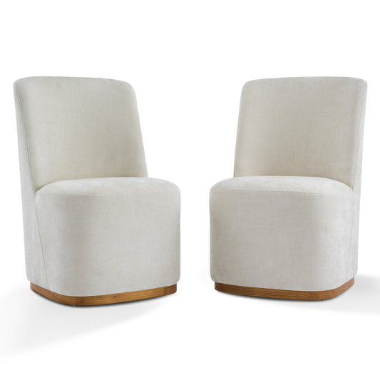 Indoor Dining Chair Set of 2, Modern Upholstered Fabric Chair with Sturdy Rubber Wood Frame, 300lbs Capacity, Creamy Beige Design, Comfortable Seating for Dining Room/Living Area
