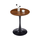 Dark Wood Grain Round Dining Table,Modern Dining Table, Dining Table,MDF Tabletop And Iron Spray-Painted Matte Base,Modern  Oval Dining Table,Mid Century Coffee Table for Living Room 24 Inch