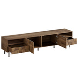 Mid Century TV Stand with 2 Drawers, Media Console Table for TVs up to 85'', Natural Finish Furniture with Storage, Particle Board+MDF Construction, 78.7'' x 15.7'' x 21.6''