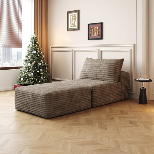 66.9'Sofa Bed, Convertible Sleeper Chair with Pillow,Back Support, Bed Comfy Floor Sofa Lounge for Living Room Bedroom, Single sofa,Camel(Plush Corduroy Fabric)