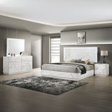 Manhattan Queen 4-Piece Bedroom Set – Modern Design with Lacquer Finish, Geometric Accents, and LED Lighting (NJ Inventory)