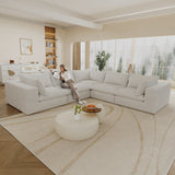 118.2' Cloud Sofa,Corduroy Fabric,Deep Seat Couches,Double-layer design,Removable Cushion,No Assembly, DIY Combination for Living room, Bedroom,Conference room ,Apartment,WHITE