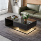 Coffee Table, High-Gloss Black, Side Tables, Coffee Tables with Glass and LED Effect