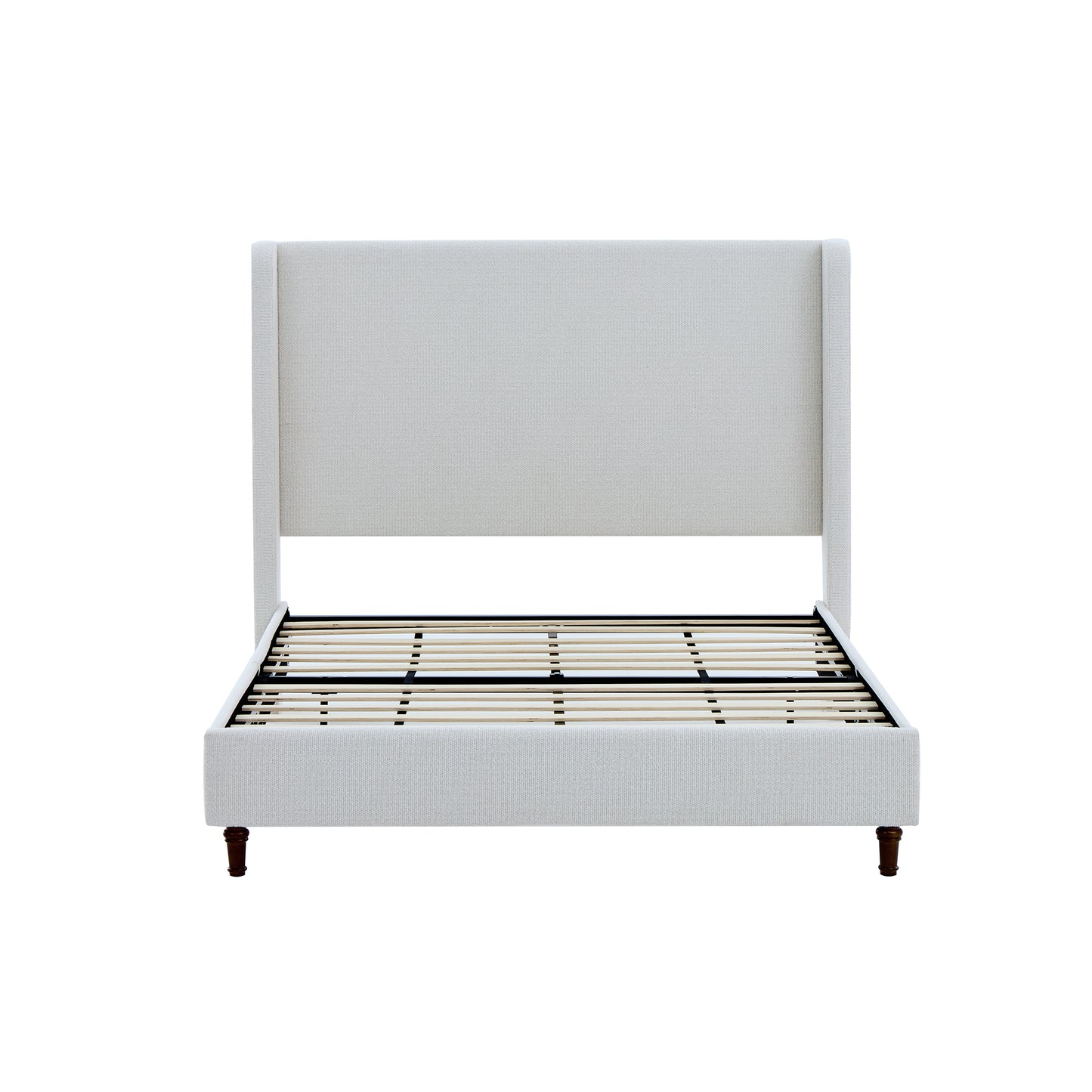 Harper Tall Headboard Upholstered Bed 54' High Elegant Simplicity Cream White Boucle Queen Size