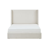 Carmen Upholstered Wingback Bed Frame in Ivory Boucle with Minimalist Design, 52.3' High Headboard, Metal and Fabric Construction, King Size