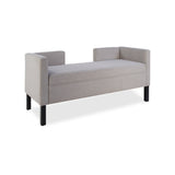 50'Ottoman with 2 Bolster Pillows & Wood Legs, Upholstered End of Bed Daybed Seating, Foot Rest Stool Furniture for Bedroom, Living Room, Entryway, Grey