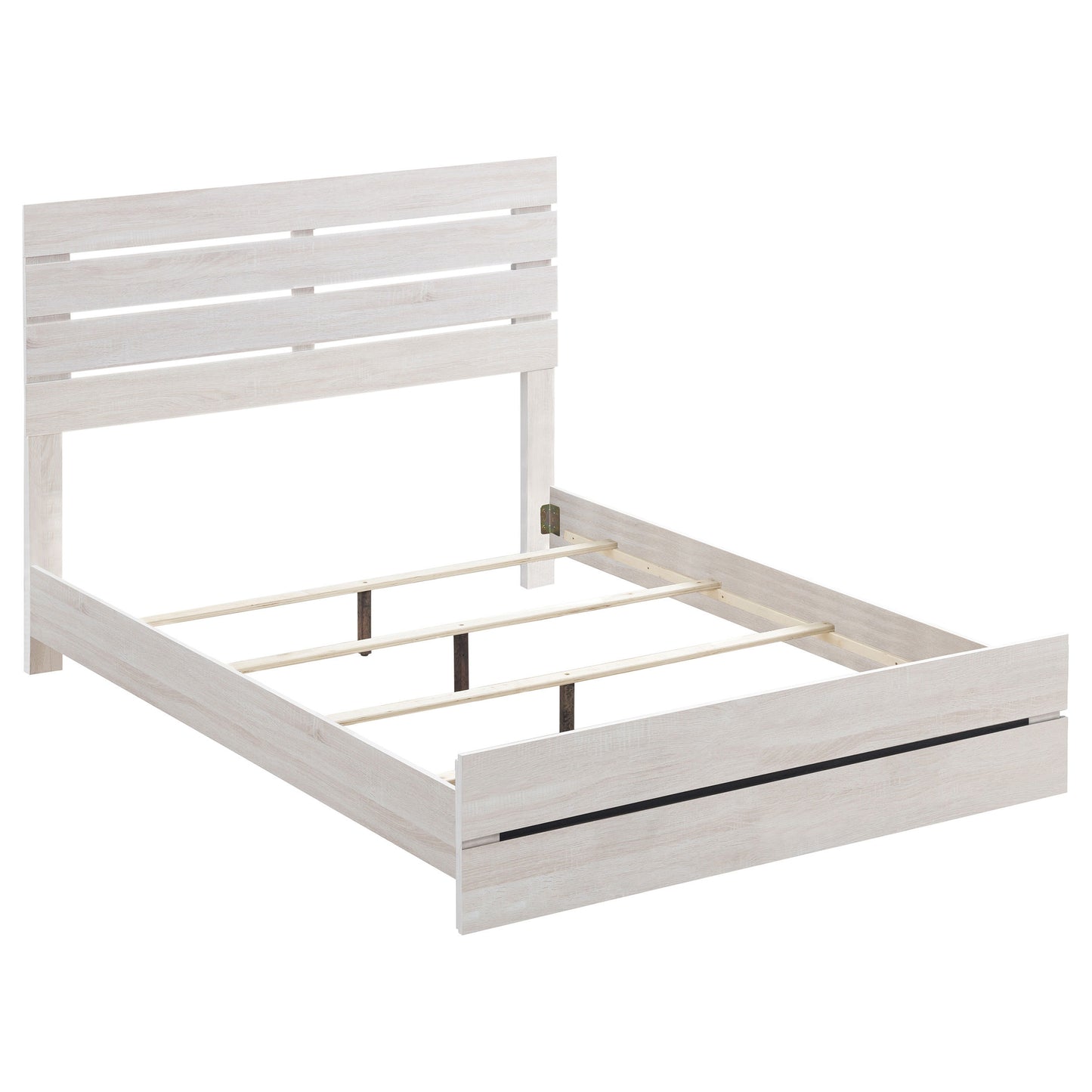 Geary White 5-Piece Slatted Headboard Panel Bedroom Set with Coastal White Finish, Engineered Wood, Modern Minimalist Design
