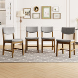 4-Piece Rustic Farmhouse Dining Chair - Solid Wood Frame with Gray Fabric Cushion, Upholstered Accent Chair for Kitchen, Dining Room, Living Room, Walnut