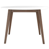 Paloma Mid-Century Modern Round Dining Table in White Solid Wood, 43.3 Inches for Kitchen, Dining Room, Dinette, Breakfast