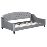 Modern Luxury Tufted Button Daybed, Twin, Gray Velvet Upholstered with Plywood Frame and Foam Padding