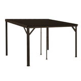 10x12FT Lean to Gazebo, Outdoor Hardtop Wall Mounted Gazebo with Sloping Galvanized Steel Roof, Upgraded Heavy Duty Mounted Shelter with Drainage System for Deck, Porch, Backyard,Brown