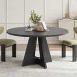 47' Round Dining Table for 4-7 People, Modern Wood Kitchen Table with Sturdy Metal Base, Large Round Dinner Table for Dining Room, Easy Assembly