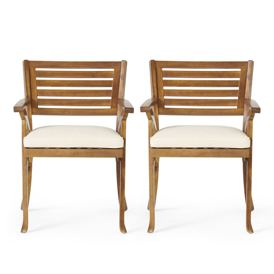 Acacia Wood Dining Chair with Water-resistant Cushion, Teak