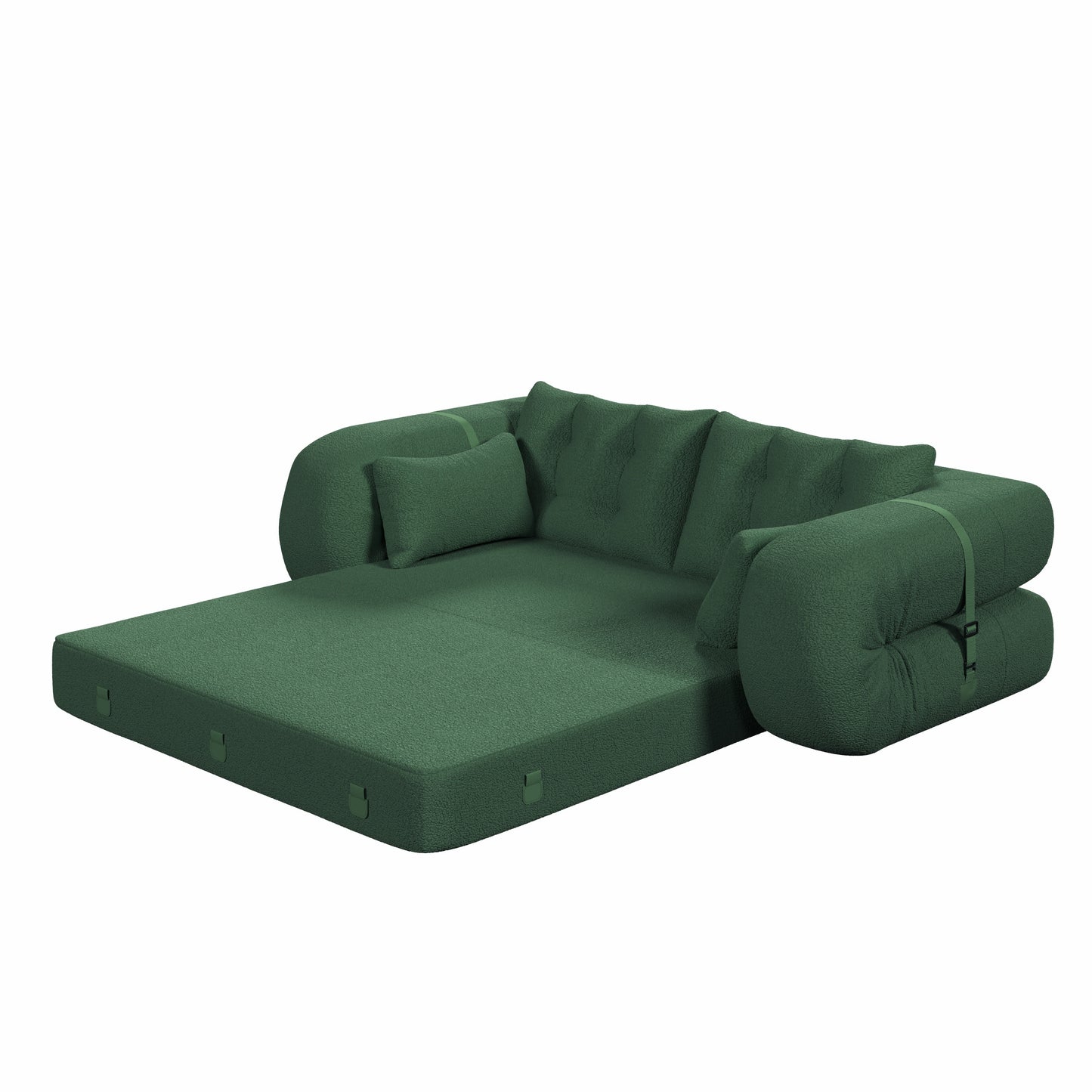 Human Dog Bed, Lazy Sofa Couch, 78.7 ' Multi-Functional Foldable Sofa Bed, 3-in-1 Teddy Fabric Foam-Filled Sleeper Sofa Bed for Living Room,Guest Bed,Playroom,Green