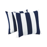 2 Pack Outdoor Throw Pillows, Waterproof & Fade-Resistant Patio Cushions for Garden, Porch, Poolside Furniture - Soft & Comfortable Decorative Pillow Covers (18x18 Inch, Blue white strpie)