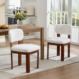 Farmhouse Wooden Dining Chairs Set of 2, Modern Fabric Upholstered Dining Room & Kitchen Chairs, Accent Natural Wood Legs, Armless Side Dinner Set for Kitchen Living Room